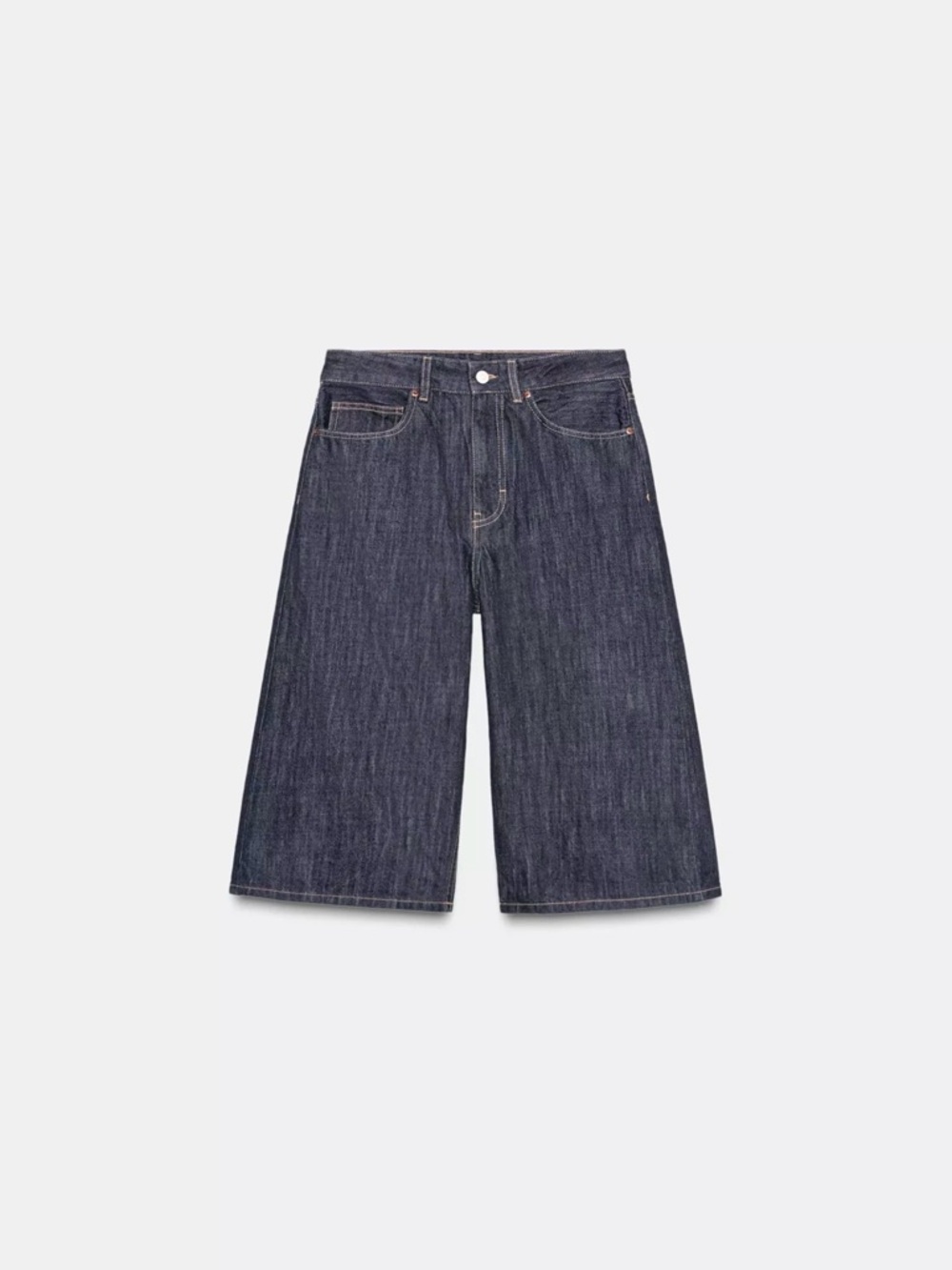 Wide Leg Mid Rise Denim Jorts in Dark Indigo